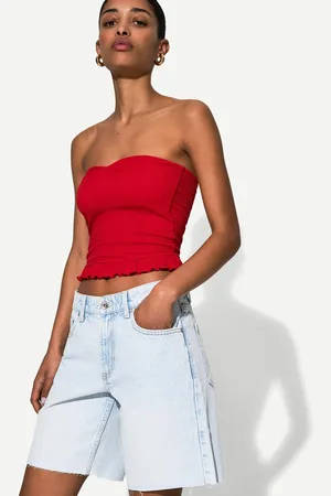 Bershka Jeans-Bermudashorts Damen 32 Hellblau