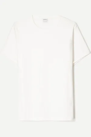 Bershka Geripptes T-Shirt Herren L Grbrochenes Weiss