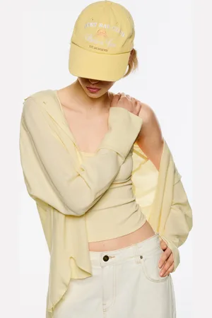 Bershka Besticktes Basecap Damen Gelb