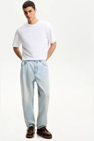 Bershka Loose Fit Jeans Herren 32 Hellblau