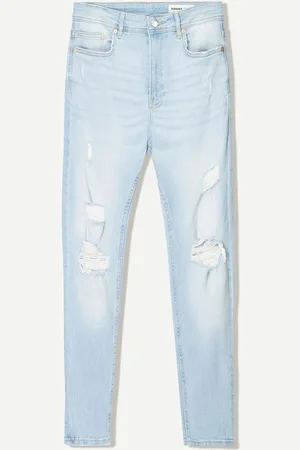 Bershka Super Skinny Jeans Mit Rissen Herren 34 Ausgewaschenes Blau