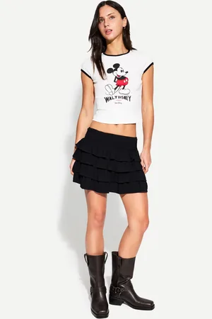 Bershka Minirock Mit Volants Damen Xs Schwarz