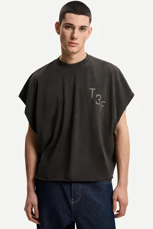 Bershka Ärmelloses Workwear-Shirt Mit Print Herren Xs Grau