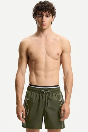 Bershka Badeshorts Mit Doppeltem Bund Und Print Herren S Grün