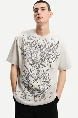 Bershka T-Shirt Mit Print Herren Xs Dunkelgrau