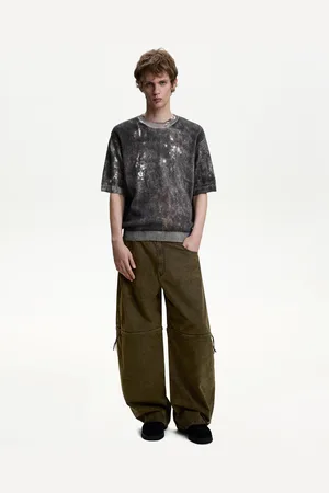 Bershka Abnehmbare Superbaggy-Hose Herren 36 Khaki