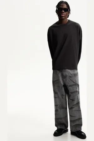 Bershka Hose Im Super-Baggyhosen-Fit Und Washed-Look Herren 32 Dunkelgrau