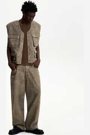 Bershka Superbaggy-Hose Mit Print Herren 36 Dunkelgrau