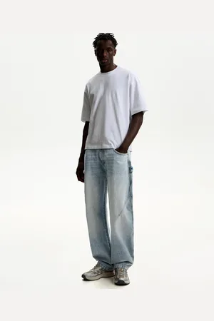 Bershka Baggy Balloon Jeans Herren 32 Ausgewaschenes Blau