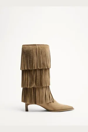 Bershka Absatzstiefel Aus Wildlederimitat Mit Kitten-Heels Damen 35 Gelbbraun