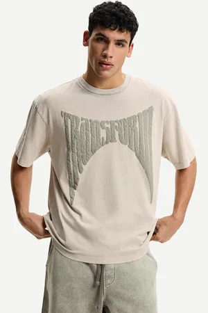 Bershka Oversize-T-Shirt Mit Print Herren Xs Grau