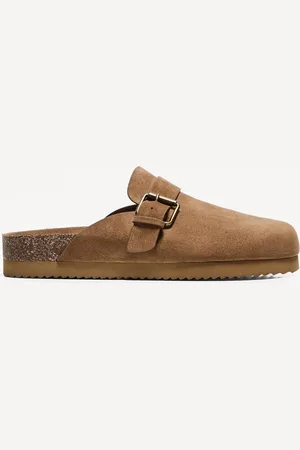 Bershka Clogs Mit Schnalle Und Nieten Herren 39 Braun