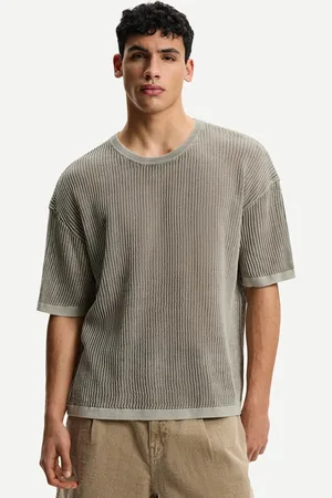 Bershka Kurzärmeliges Shirt Mit Mesh Herren Xs Grau