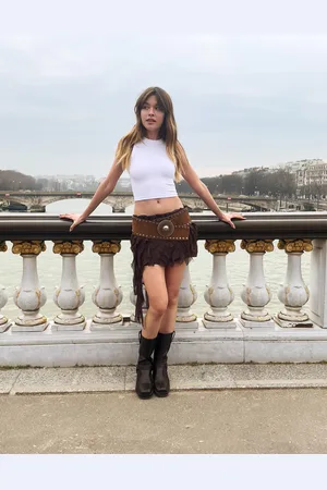 Bershka Minirock Mit Textur Und Volants Damen Xs Braun