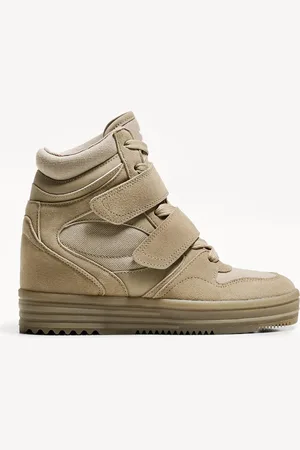 Bershka Hochgeschnittene Sneaker Mit Keilabsatz Damen 35 Taupe