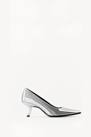 Bershka Metallisierte Absatzschuhe Damen 35 Silber