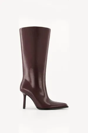 Bershka Absatzstiefel Mit Breitem Schaft Damen 35 Granatrot