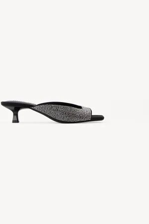 Bershka Absatzsandalen Im Mules-Stil Mit Glitzer Damen 35 Schwarz