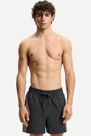 Bershka Badeshorts Im Boxy-Fit Herren S Dunkelgrau