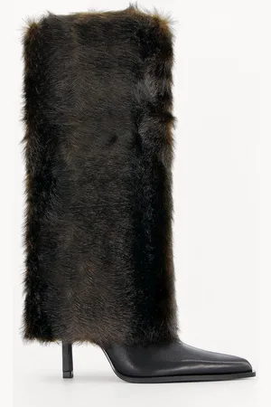 Bershka Absatzstiefel Mit Kunstfell Damen 35 Schwarz