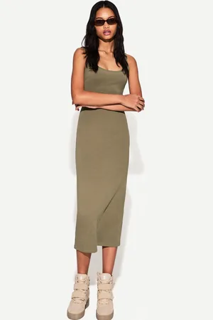 Bershka Midikleid Mit Trägern Damen Xs Khaki