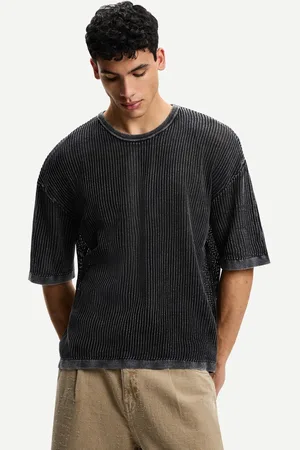 Bershka Kurzärmeliges Shirt Mit Mesh Herren Xs Schwarz