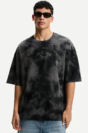 Bershka Oversize-T-Shirt Mit Kurzen Ärmeln Und Tie-Dye Herren Xs Grau