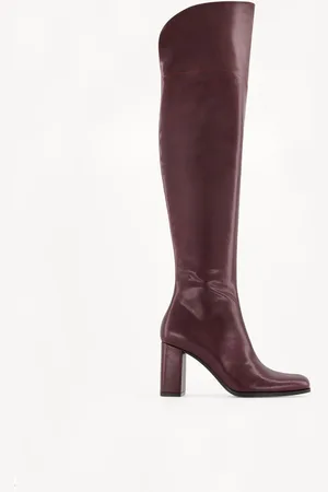 Bershka Absatzstiefel Mit Xl-Schaft Damen 35 Granatrot