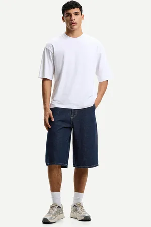 Bershka Skater-Denim-Bermudas Herren 32 Marinenblau