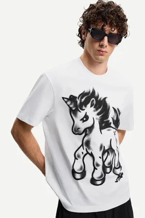 Bershka T-Shirt Mit Kurzen Ärmeln Und Print Herren Xs Weiss