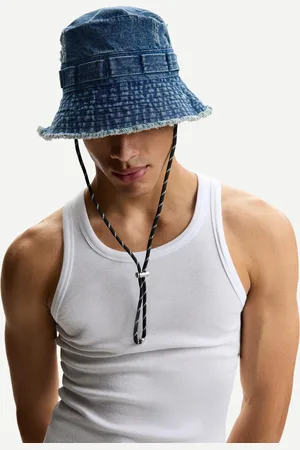 Bershka Bucket-Hat Aus Denim Im Washed-Look Herren Marinenblau