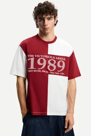 Bershka T-Shirt Mit Kurzen Ärmeln Und Print Herren Xs Bordeaux