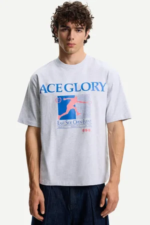 Bershka T-Shirt Mit Kurzen Ärmeln Und Print Herren Xs Grau