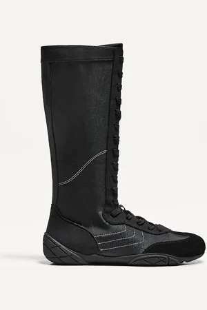 Bershka Hoch Geschnittene Sneaker Im Boxer-Stil Damen 35 Schwarz