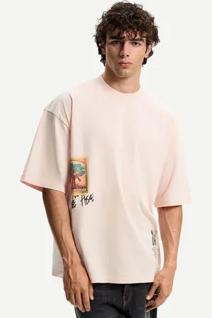 Bershka Oversize-T-Shirt Mit Print Herren Xs Rosa
