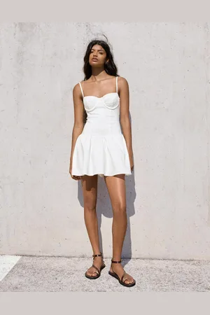 Bershka Mini-Bengaline-Kleid Damen Xs Weiss