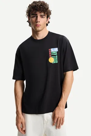 Bershka T-Shirt Mit Kurzen Ärmeln Und Print Herren Xs Grau