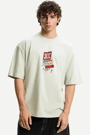 Bershka Oversize-T-Shirt Mit Print Herren Xs Steinfarbe