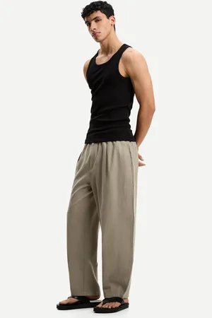 Bershka Tailored-Baggy-Hose Mit Leinenanteil Herren Xs Camel