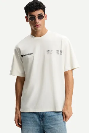 Bershka T-Shirt Mit Kurzen Ärmeln Und Print Herren S Grbrochenes Weiss
