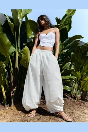 Bershka Pumphose Mit Stretchbund Damen Xs Weiss