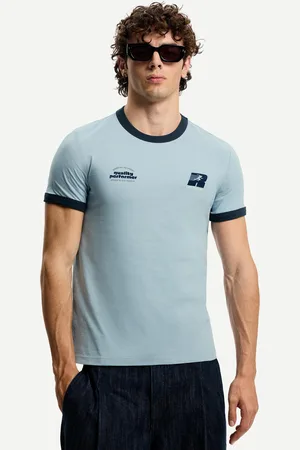 Bershka T-Shirt Mit Farblich Abgesetztem Patentmuster Herren S Blau