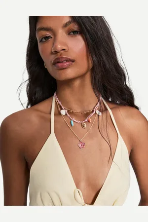 Bershka 3er-Pack Halsketten Mit Strass Damen Gold