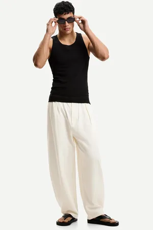 Bershka Tailored-Baggy-Hose Mit Leinenanteil Herren Xs Grbrochenes Weiss