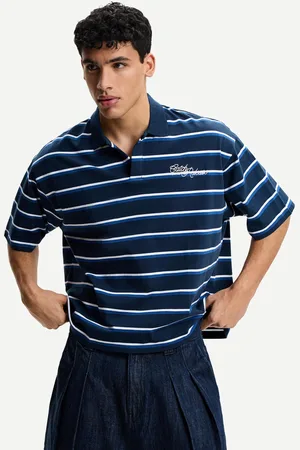 Bershka Poloshirt Im Boxy-Fit Mit Kurzen Ärmeln Und Stickerei Herren Xl Blau