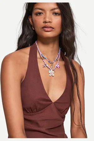 Bershka Halskette Mit Kordel Und Blume Damen Rosa
