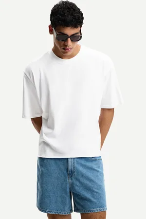 Bershka Cropped T-Shirt Herren Xs Weiss