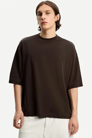 Bershka T-Shirt Im Boxy-Fit Mit Kurzen Ärmeln Herren Xs Braun