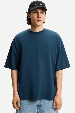 Bershka Kurzärmeliges Oversize-Shirt Herren Xs Blau