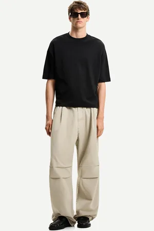 Bershka Superweite Fallschirmhose Herren Xs Sandfarbe